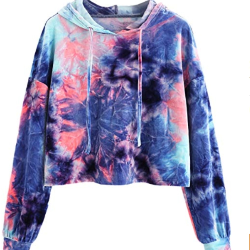 Drawstring Hoodie Crop Top Sweatshirt